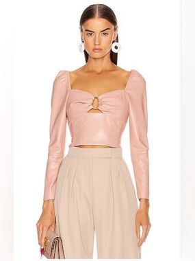 Jonathan Simkhai Vegan Leather Pleated Top Pink Size 2